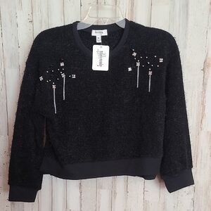 Speechless Black Sweater with Embellishments